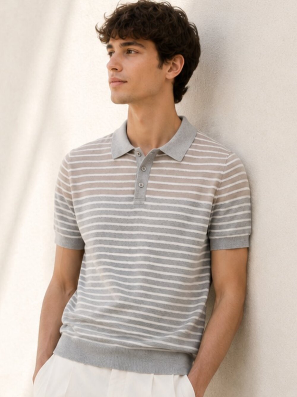 Antony Morato Men’s Striped Knit Polo Shirt Size S – Runs Small